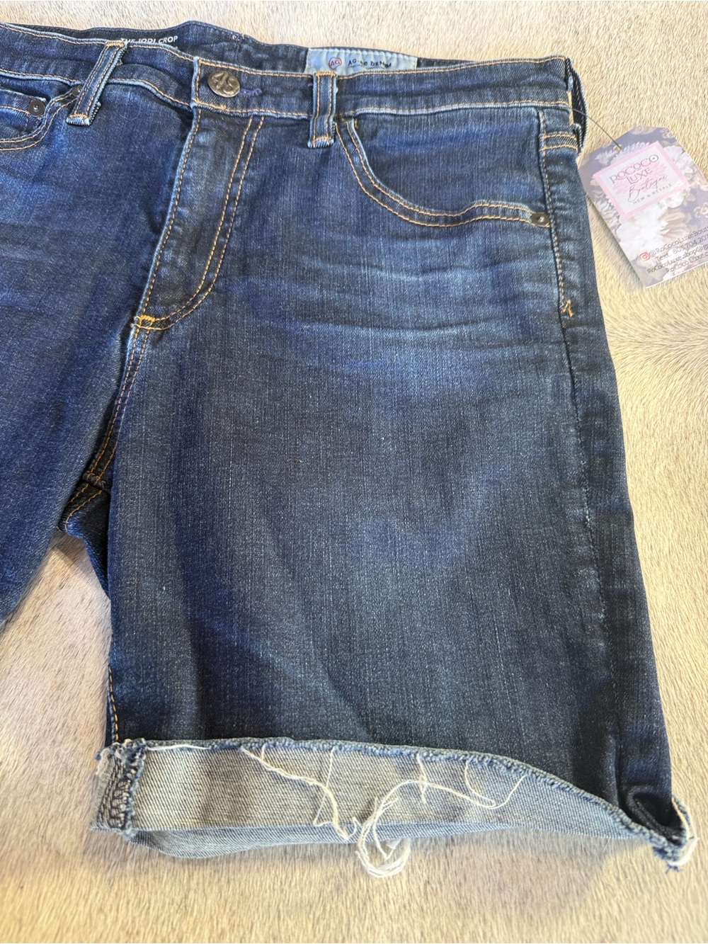 Ag Adriano Goldschmied Jeans Dark Blue Rolled-Hem  Shorts AG-ED DENIM 30‎ - Picture 13 of 17